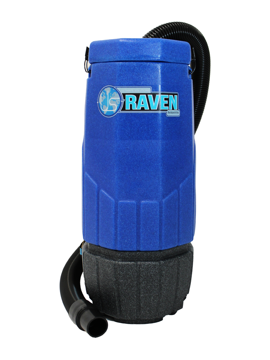 Sandia Raven 10-quart backpack vacuum shown in 20-1000 configuration; accessories vary by selected model